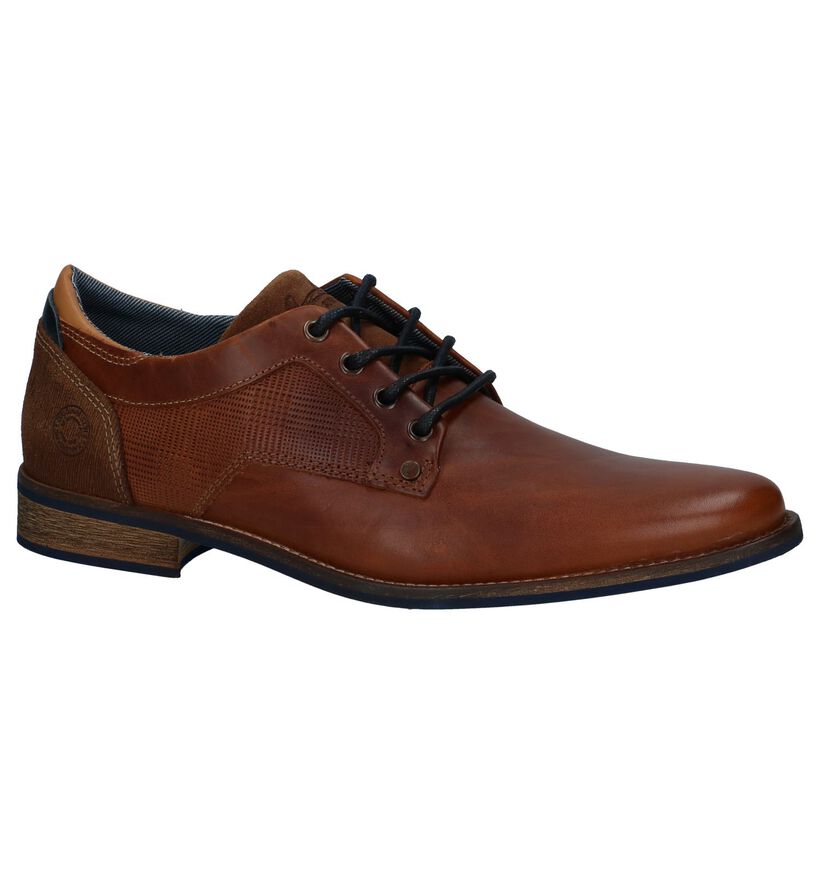 Cognac Geklede Veterschoenen Bullboxer in leer (237609)