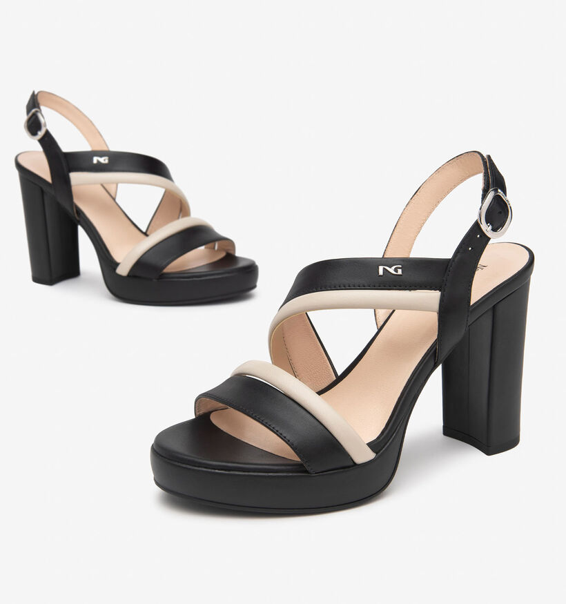 NeroGiardini Zwarte Sandalen met blokhak voor dames (355970)