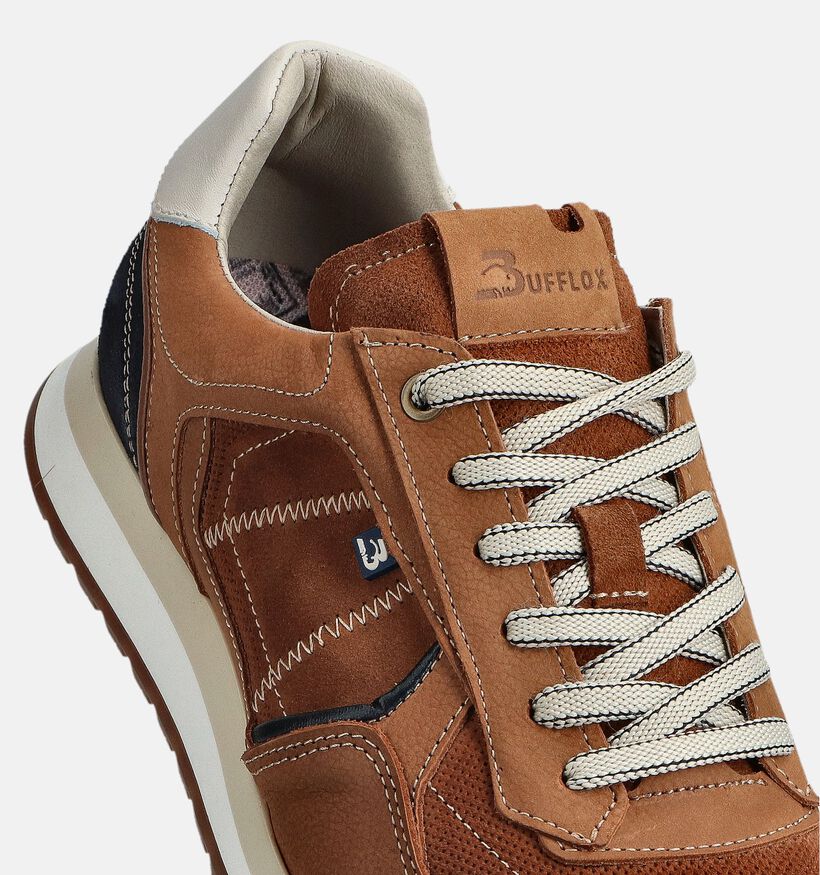 Bufflox Madrid 4 Baskets en Cognac pour hommes (370241) - pour semelles orthop&eacute;diques