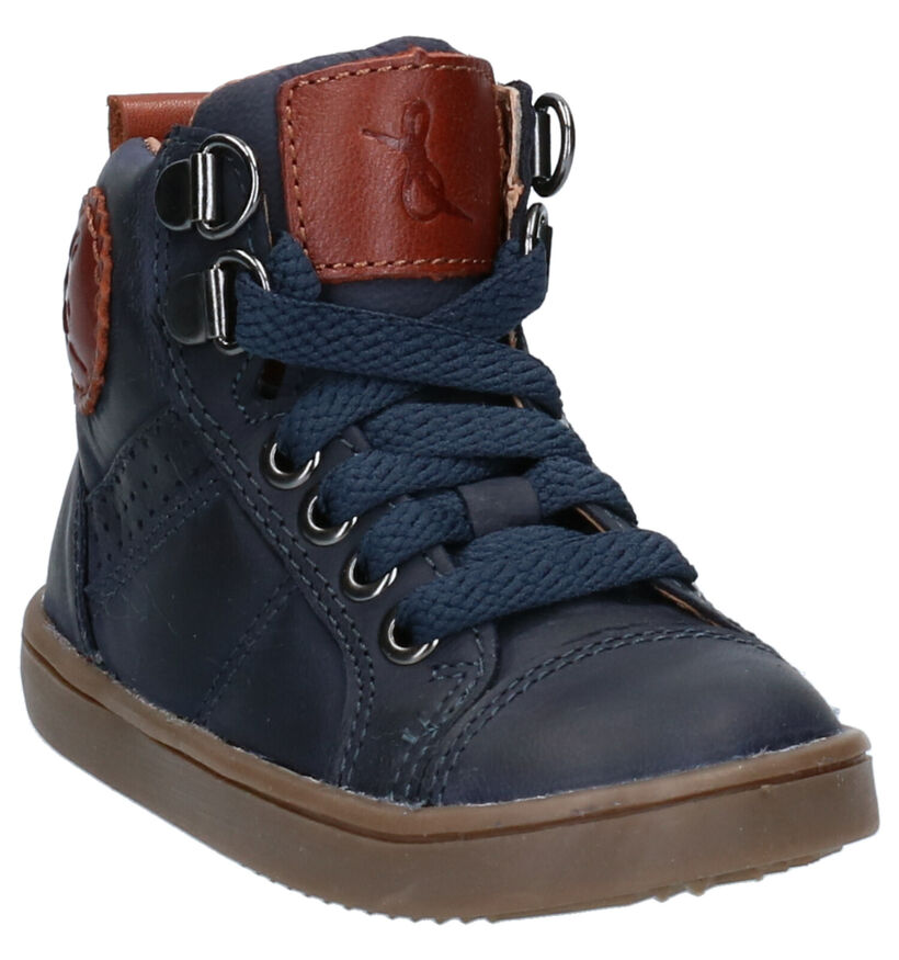 Milo & Mila Blauwe Hoge Schoenen in leer (262022)
