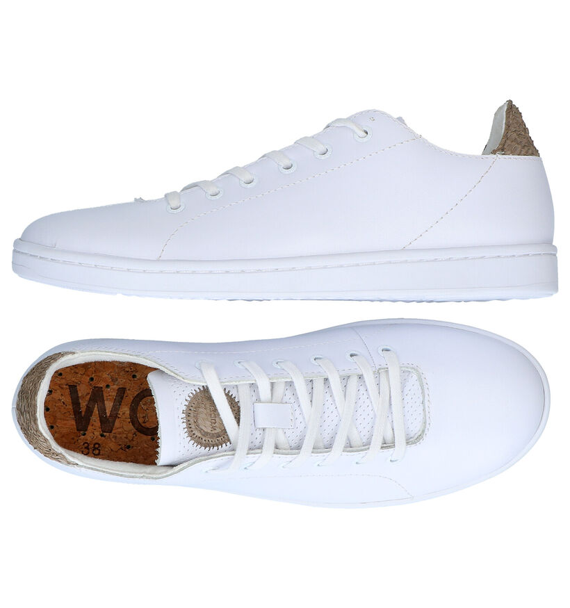 Woden Baskets habill&eacute;es en Blanc en cuir (286982)