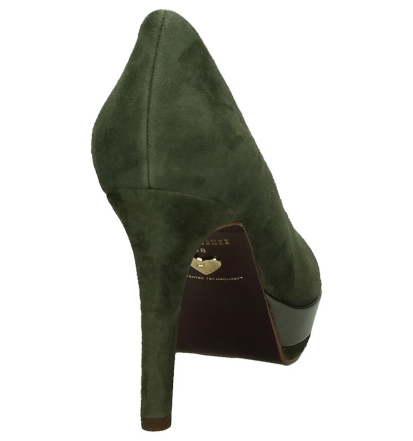 Tamaris Escarpins classique en Vert kaki en daim (202713)