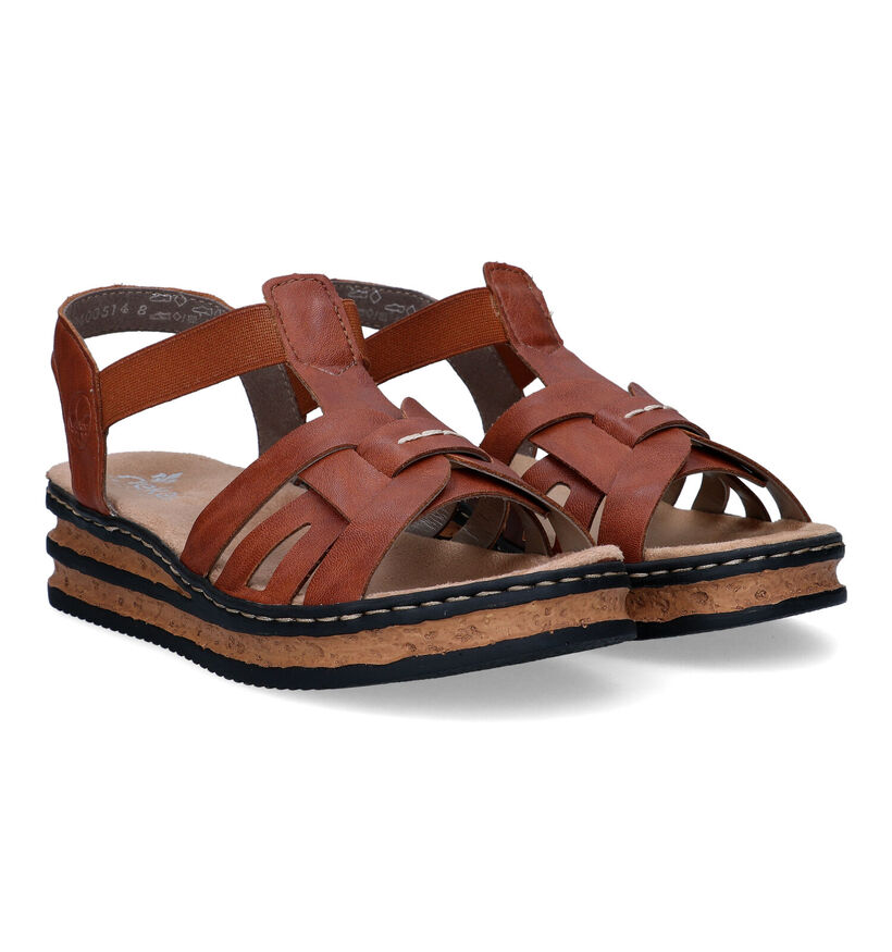 Rieker Sandales Talon Compensé en Bleu pour femmes (354949)