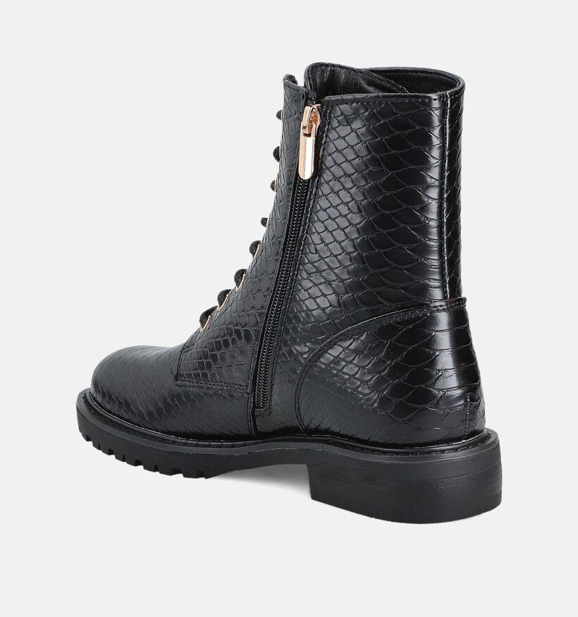 Posh by Poelman Snake Boots à lacets en Noir pour femmes (364186)