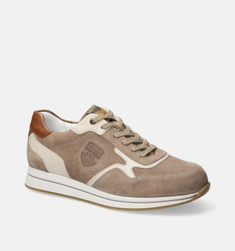 Mephisto Garcia Velours Taupe Veterschoenen voor heren (370207) - geschikt voor steunzolen