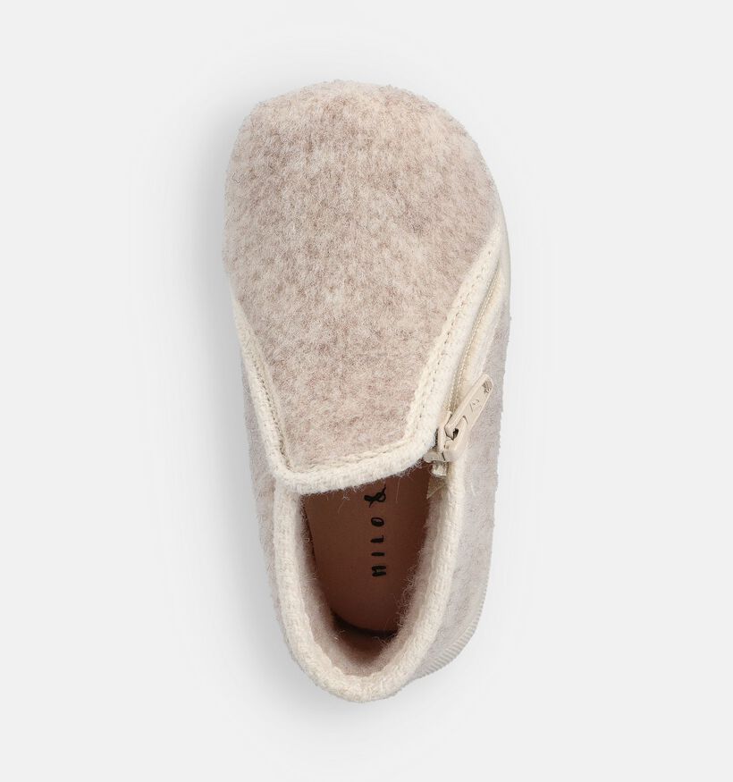 Milo & Mila Pantoufles hautes en Beige pour filles, garçons (364863) - pour semelles orthopédiques