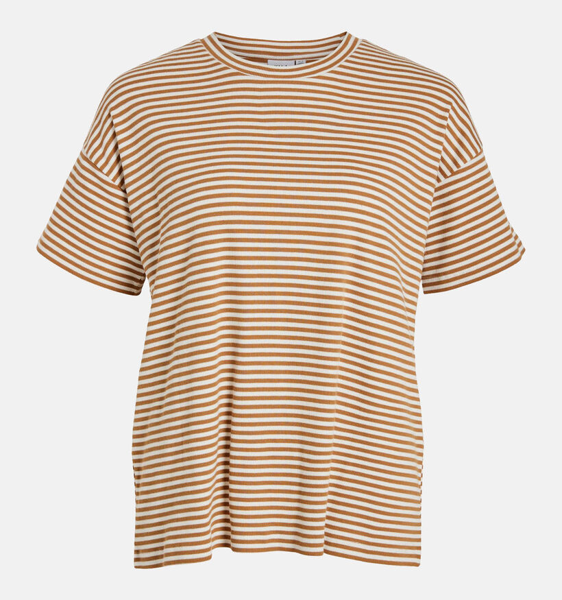 Vila Jada Bruine Gestreepte T-shirt voor dames (334636)