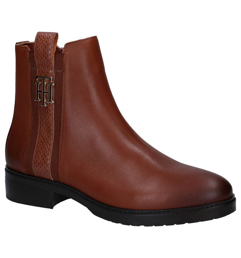 Tommy Hilfiger Interlock Leather Bottillons en Cognac en cuir (279981)