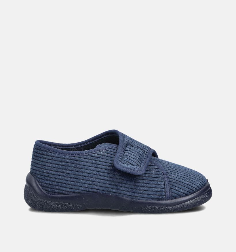 Milo & Mila Grivois Blauwe Velcropantoffels voor meisjes, jongens (364936) - geschikt voor steunzolen