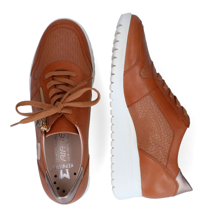 Mephisto Iasmina Cognac Veterschoenen voor dames (306946) - geschikt voor steunzolen