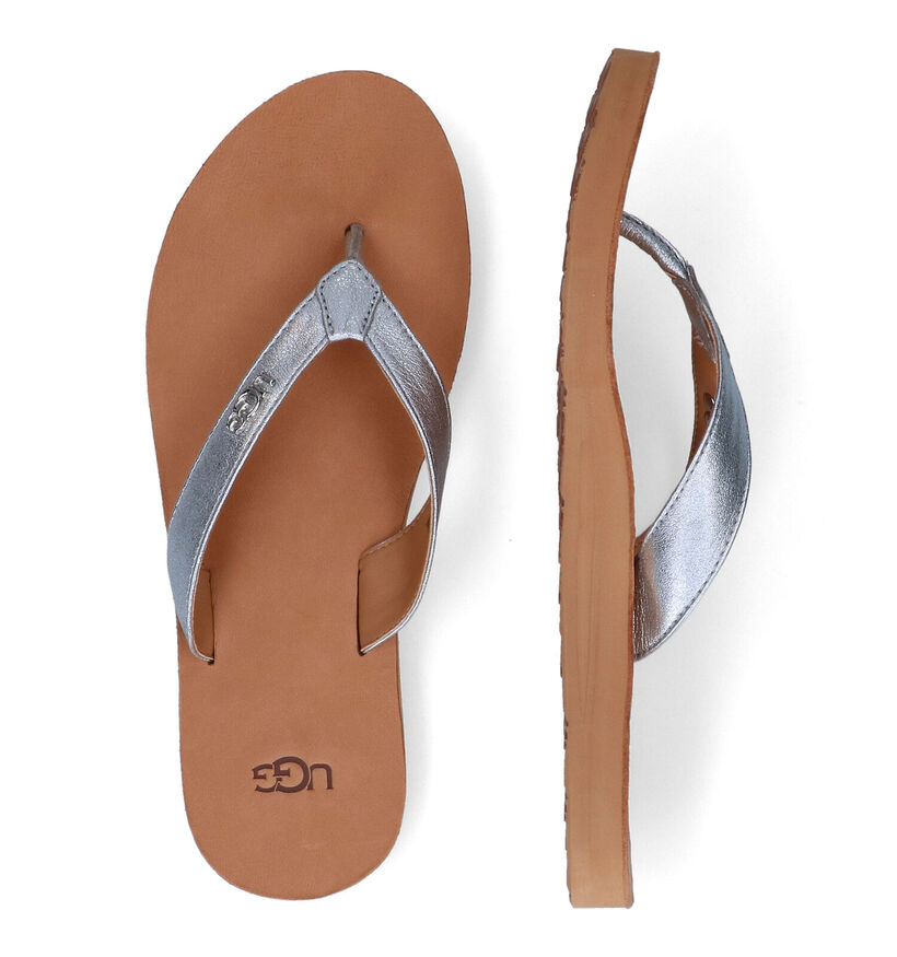 UGG Tawney Logo Zilveren Teenslippers in leer (303417)