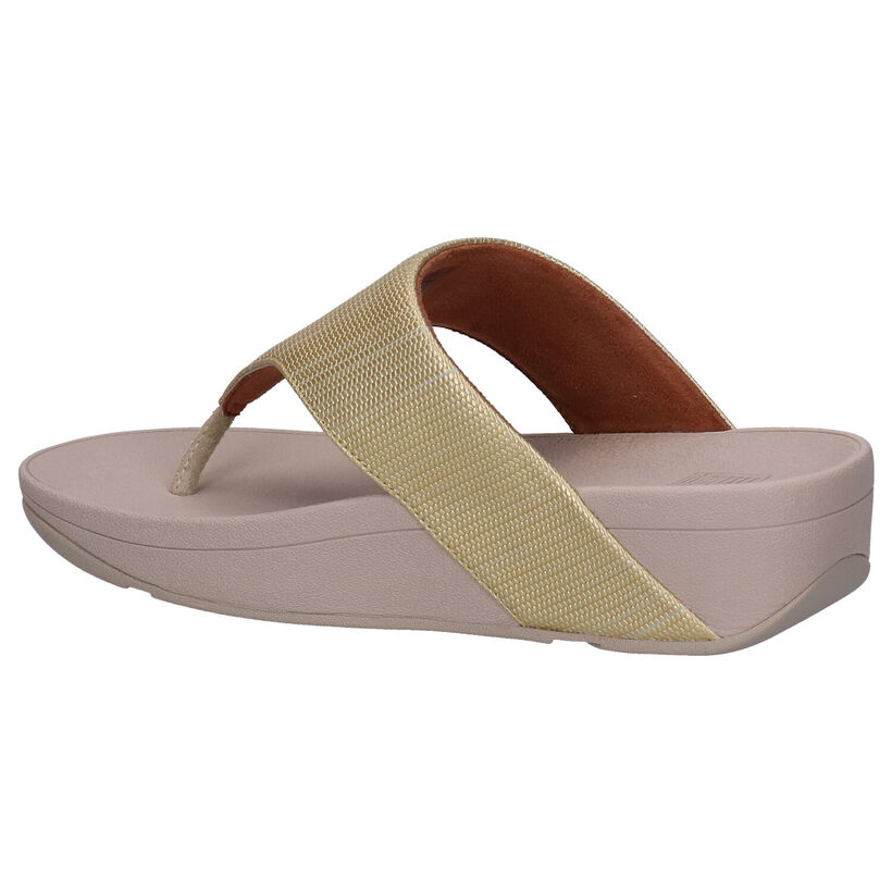 FitFlop OliveTextured Glitz Tongs en Or en simili cuir (286110)