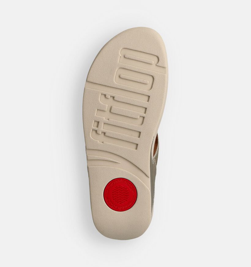 FitFlop Lulu Leather Toepost Zwarte Teenslippers FitFlop Lulu Leather Gouden Slippers voor dames (372338)