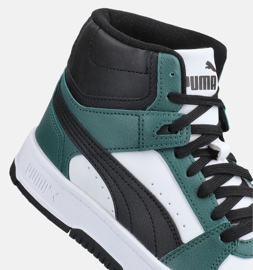 Puma Rebound Slam Mid Groene/Witte Hoge Sneakers voor jongens (375574) - geschikt voor steunzolen