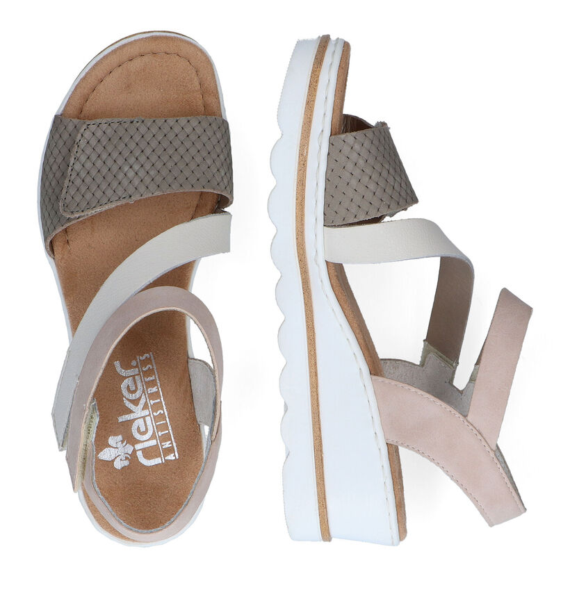 Rieker Witte/Gouden Sandalen met sleehak voor dames (339088)