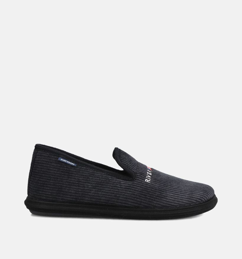 River Woods Hein Corduroy Pantoufles en Noir pour hommes (381215)