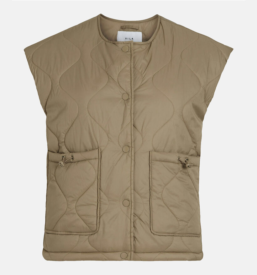 Vila Sibiria Beige Korte gewatteerde bodywarmer voor dames (351816)