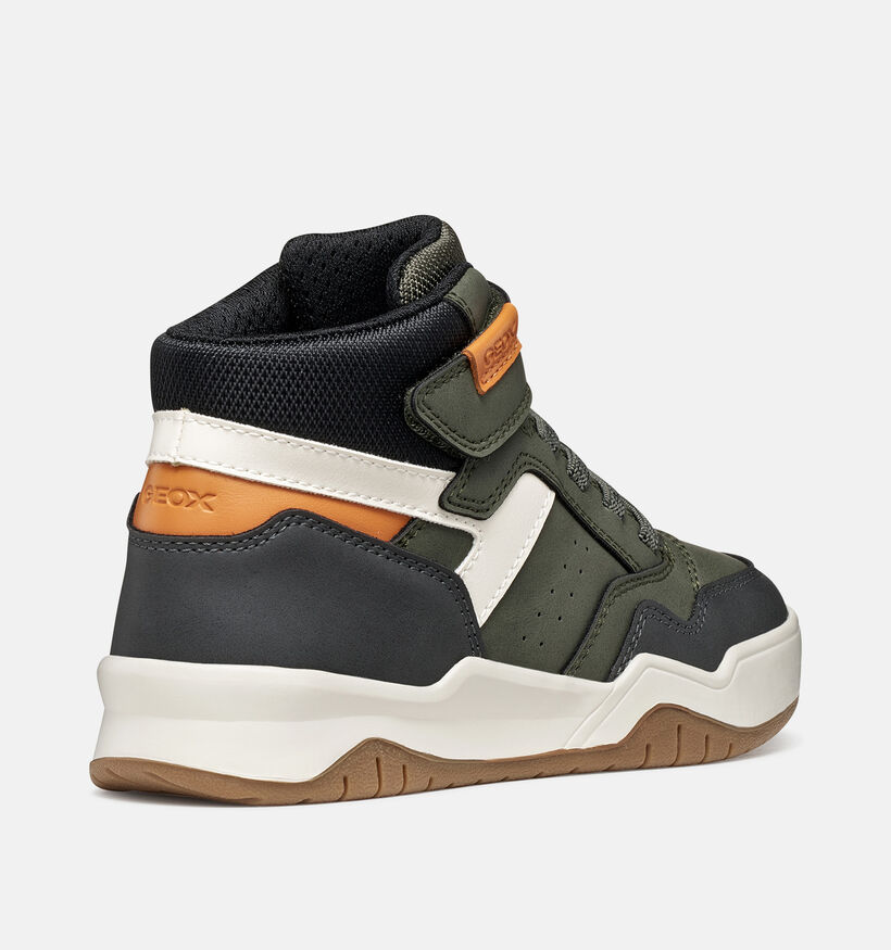 Geox Perth Boy Baskets montantes en Vert kaki pour gar&ccedil;ons (376234) - pour semelles orthop&eacute;diques