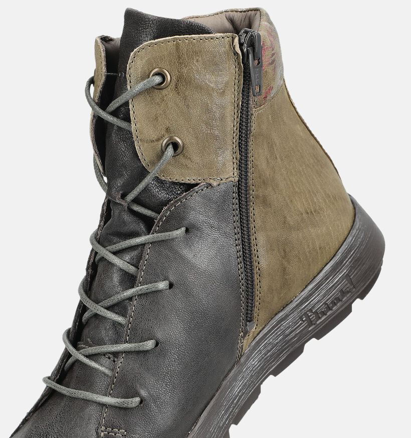 Think! Comoda Donkerbruine Boots met Veter en Rits voor dames (381350)