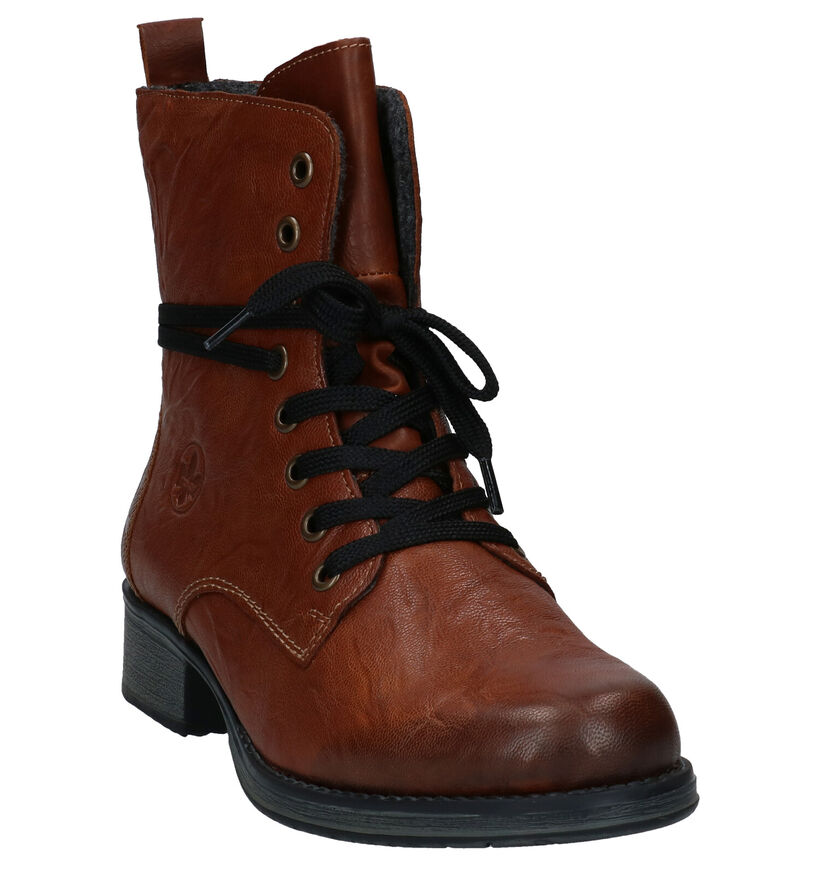 Rieker Zwarte Bottines met veters voor dames (331613) - geschikt voor steunzolen