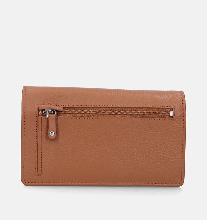 Crinkles Porte-monnaie à rabat en Camel pour femmes (349859)