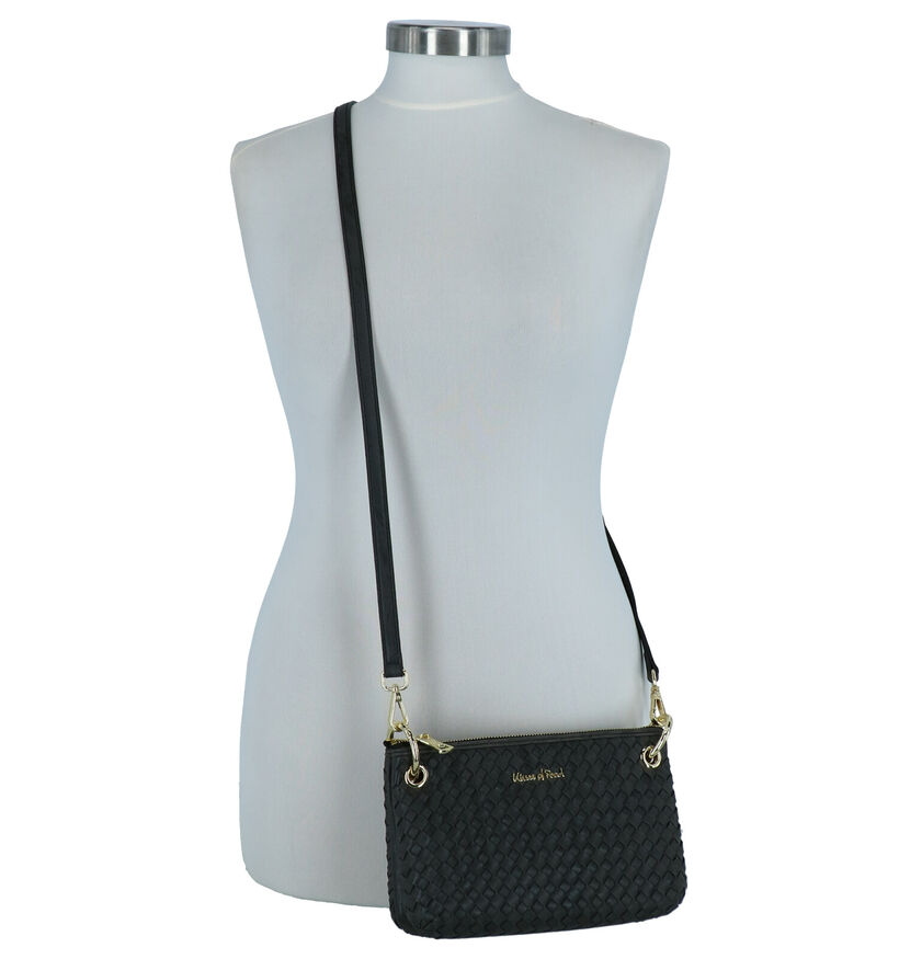 Kisses of Pearl Zwarte Crossbody Tas in kunstleer (261965)