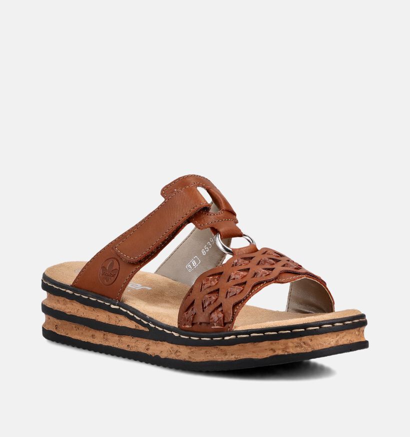 Rieker Cognac Slippers met sleehak voor dames (370399)
