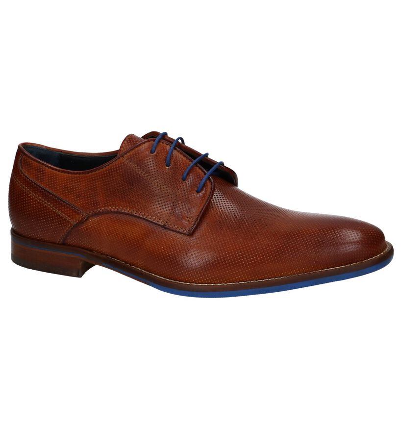 Cognac Geklede Veterschoenen Via Borgo in leer (250381)