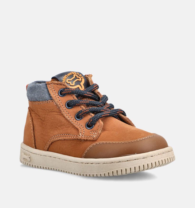 STONES and BONES Nipo Boots &agrave; lacets en Cognac pour gar&ccedil;ons (378231) - pour semelles orthop&eacute;diques