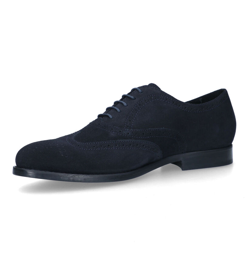 Geox Hampstead Blauwe Geklede Veterschoenen in daim (326759)