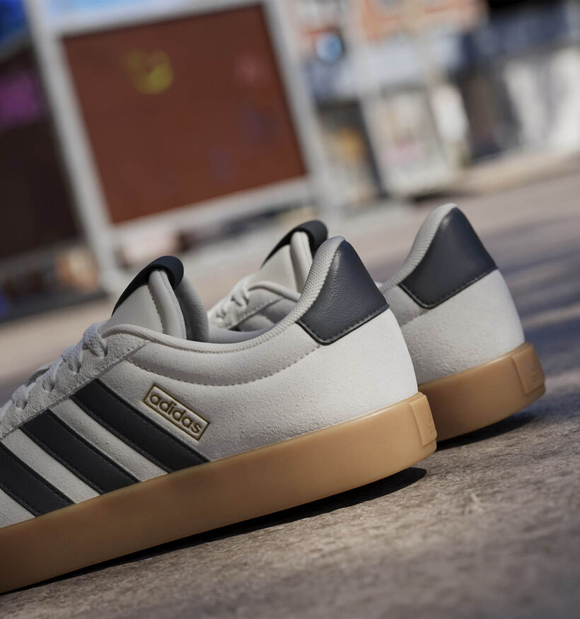 adidas VL Court 3.0 Baskets sportives en Beige/Noir pour femmes (359450) - pour semelles orthopédiques