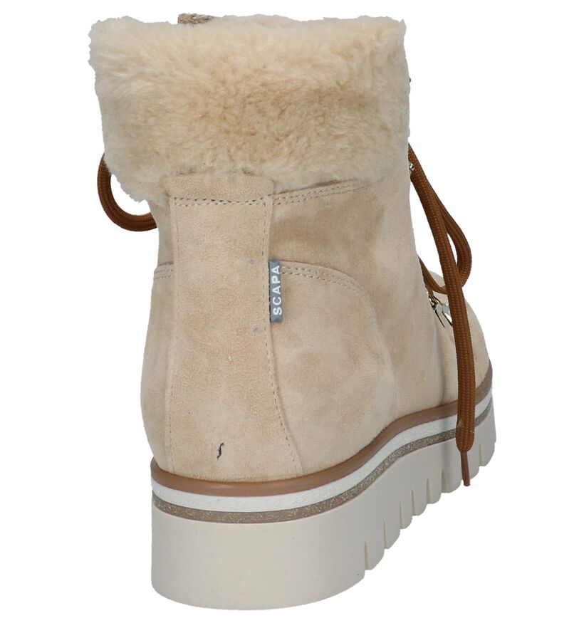 Licht Beige Boots met Rits/Veter Scapa in daim (227341)