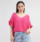 Dolce C. Pull avec col en V en Fuchsia pour femmes (349572)