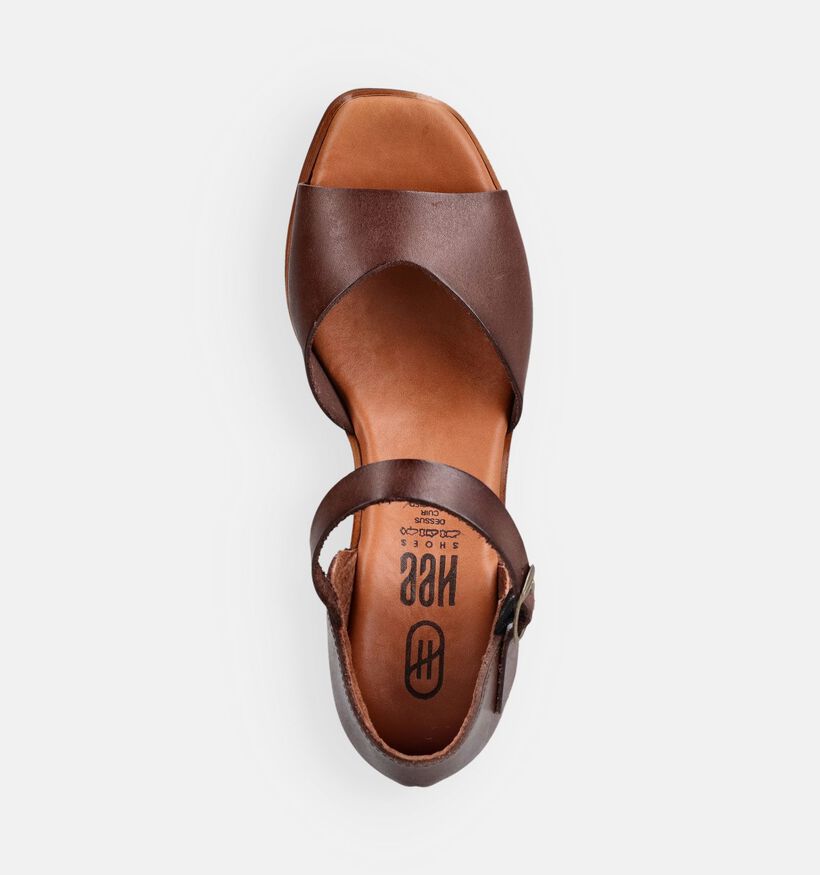 Hee Donkerbruine Sandalen op hak voor dames (372538)