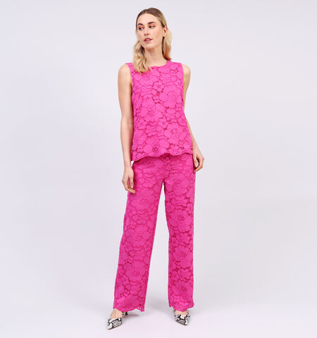 Wijde broek roze L32