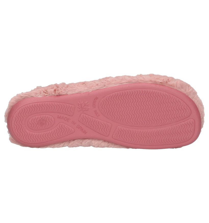 Koyuk Pantoufles ouvertes en Rose en textile (207842)