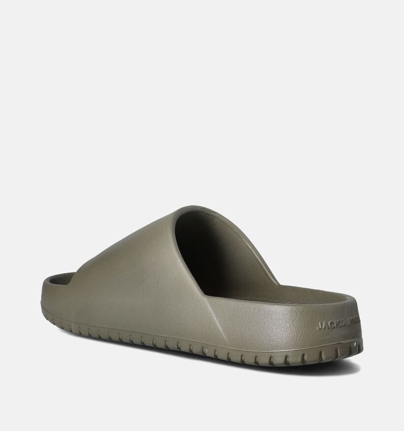 Jack & Jones Wripple Moulded Slider Badslippers Kaki voor heren (352837)