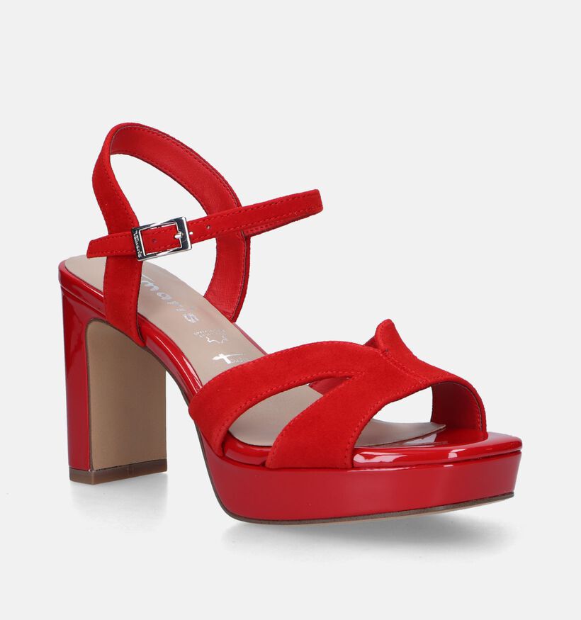 Tamaris Sandales avec talon en Rouge pour femmes (338314)