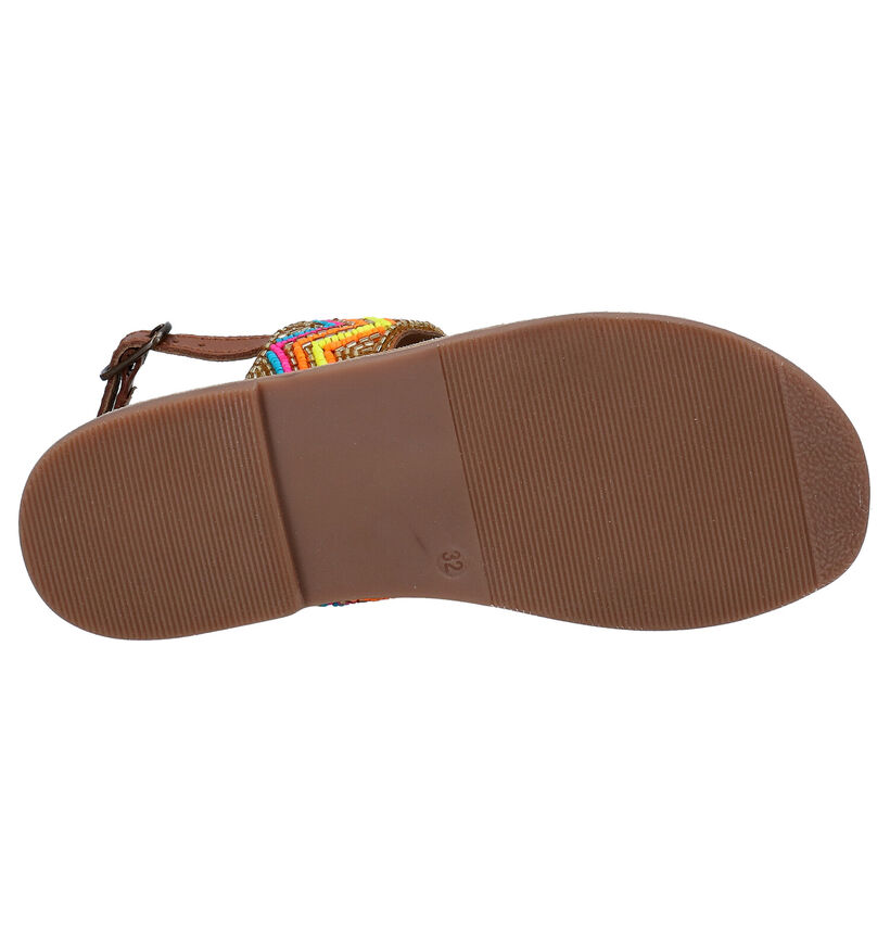 Milo & Mila Cognac Sandalen in leer (266284)