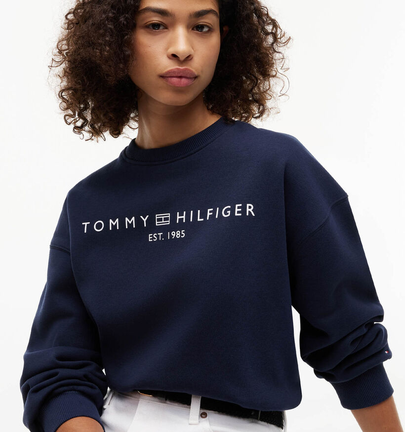 Tommy Hilfiger Sweatshirt en Bleu fonc&eacute; pour femmes (375858)