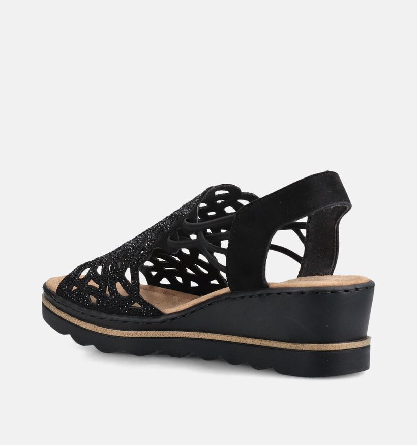 Rieker Zwarte Sandalen op Sleehak voor dames (370423)