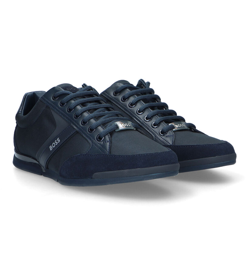 BOSS Saturn Low Blauwe Veterschoenen voor heren (332873) - geschikt voor steunzolen