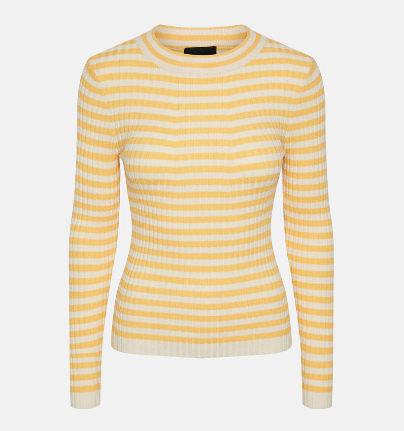 Pieces Crista Pull rayé en Jaune pour femmes (335718)