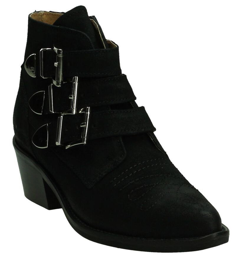 Miss Rose Bottillons à talons en Noir en daim (198127)