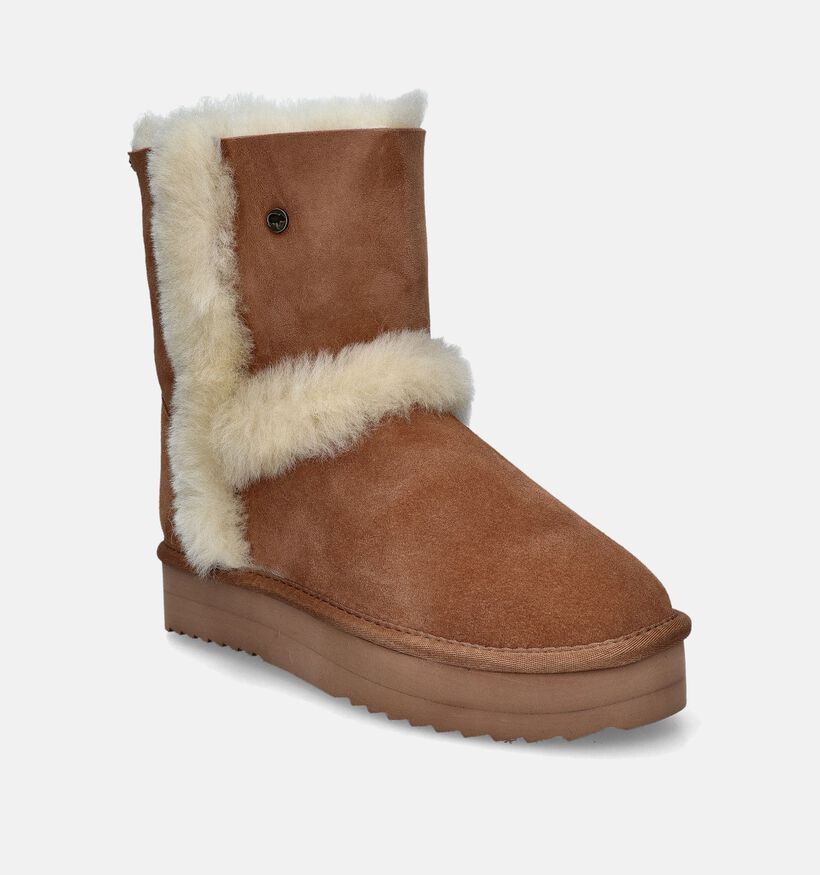 Warmbat Kangaroo Wool Plateau Bottes en Cognac pour femmes (346232)