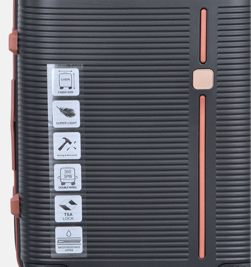Origin Zwarte/Cognac Reiskoffer Handbagage voor dames, heren (376172)