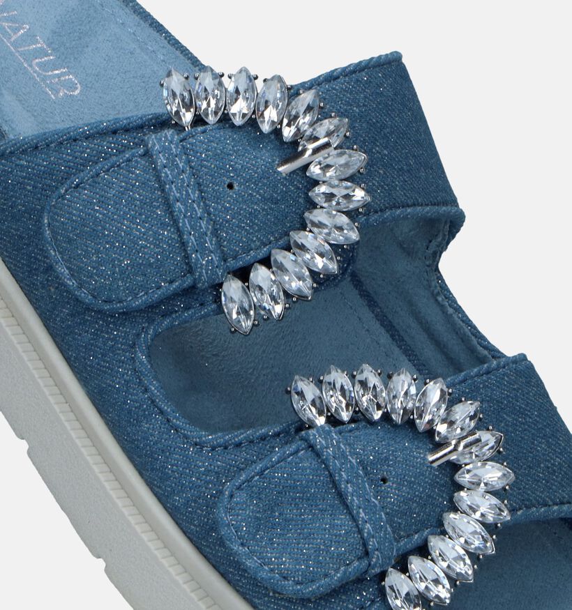 Signatur Raffia Sea Nu-pieds en Bleu pour femmes (342073)