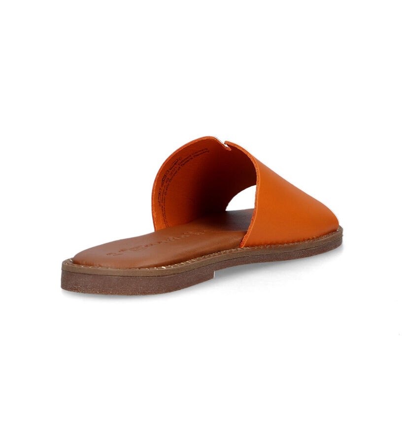 Tamaris Groene Platte slippers in leer (335495)