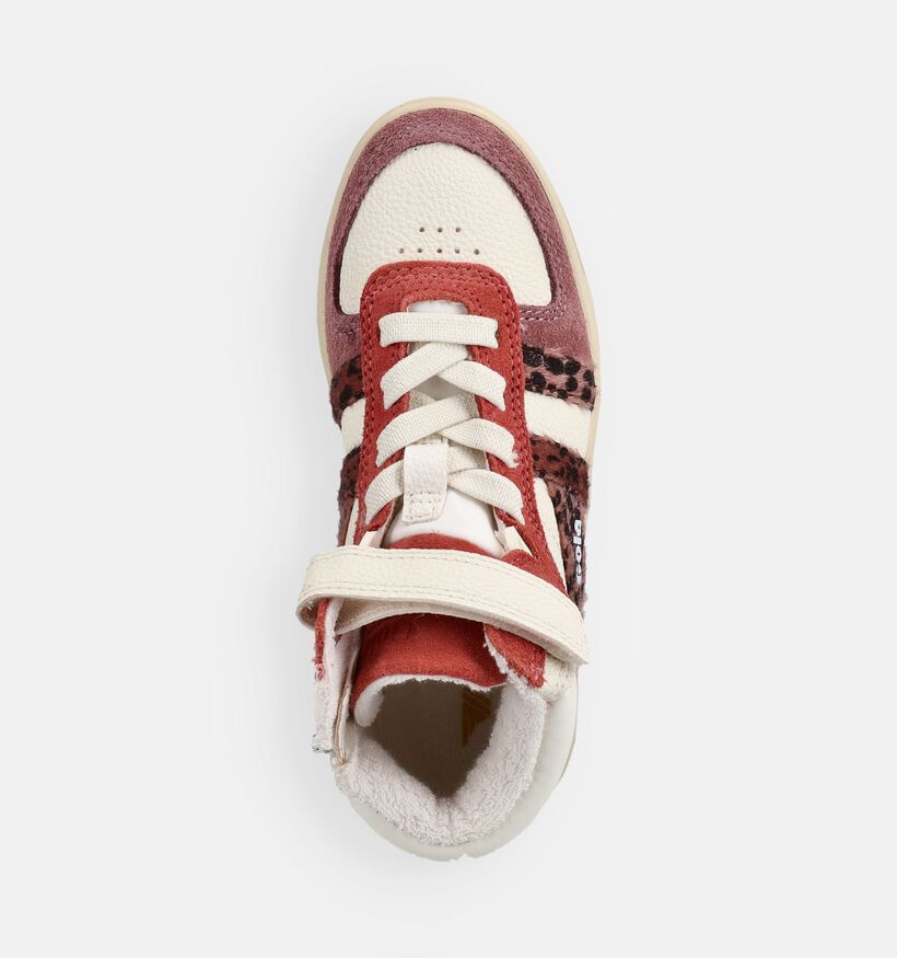 Gola Tallon Safari Strap Baskets montantes en Blanc/Rouge pour filles (376291) - pour semelles orthop&eacute;diques