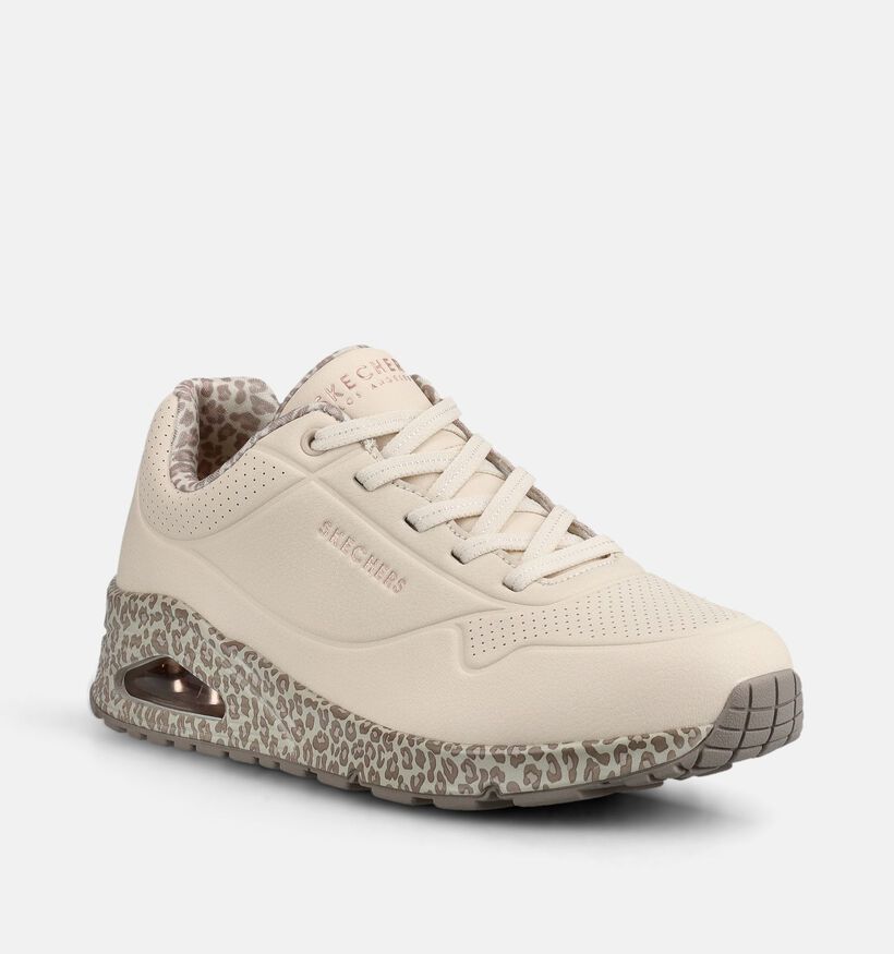 Skechers Uno Safari Time Baskets sportives en Blanc pour femmes (376919) - pour semelles orthop&eacute;diques